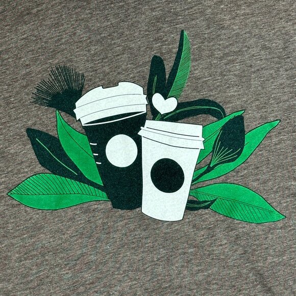 Starbucks Tee Men L Brown Soft Fabric Graphic Print Logo  By Next Level Apparel - Picture 4 of 8